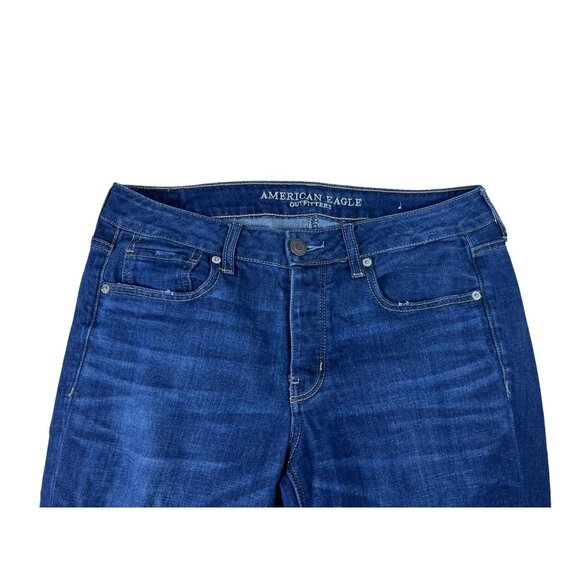 American Eagle Outfitters Women's Blue Jeans Tom Girl Distressed Button Up Pants - Picture 6 of 9